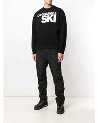 schwarzer und weißer bedruckter Pullover mit einem Rundhalsausschnitt von DSQUARED2