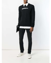 schwarzer und weißer bedruckter Pullover mit einem Rundhalsausschnitt von Calvin Klein 205W39nyc