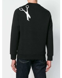 schwarzer und weißer bedruckter Pullover mit einem Rundhalsausschnitt von Diesel Black Gold