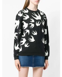 schwarzer und weißer bedruckter Pullover mit einem Rundhalsausschnitt von McQ Alexander McQueen