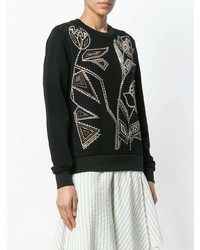 schwarzer und weißer bedruckter Pullover mit einem Rundhalsausschnitt von Just Cavalli