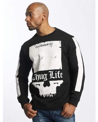 schwarzer und weißer bedruckter Pullover mit einem Rundhalsausschnitt von Thug Life