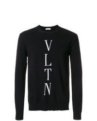 schwarzer und weißer bedruckter Pullover mit einem Rundhalsausschnitt von Valentino