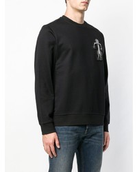 schwarzer und weißer bedruckter Pullover mit einem Rundhalsausschnitt von Diesel Black Gold