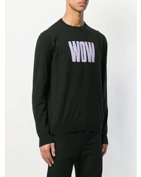 schwarzer und weißer bedruckter Pullover mit einem Rundhalsausschnitt von MSGM