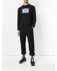 schwarzer und weißer bedruckter Pullover mit einem Rundhalsausschnitt von MSGM