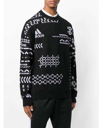 schwarzer und weißer bedruckter Pullover mit einem Rundhalsausschnitt von Gosha Rubchinskiy