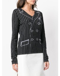 schwarzer und weißer bedruckter Pullover mit einem V-Ausschnitt von Moschino