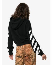 schwarzer und weißer bedruckter Pullover mit einer Kapuze von Off-White