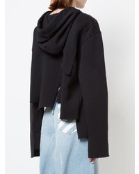 schwarzer und weißer bedruckter Pullover mit einer Kapuze von Natasha Zinko