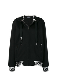 schwarzer und weißer bedruckter Pullover mit einer Kapuze von Dolce & Gabbana