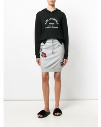 schwarzer und weißer bedruckter Pullover mit einer Kapuze von Karl Lagerfeld