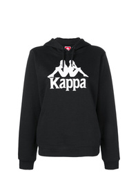 schwarzer und weißer bedruckter Pullover mit einer Kapuze von Kappa