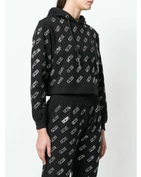 schwarzer und weißer bedruckter Pullover mit einer Kapuze von Gcds