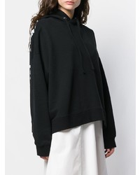 schwarzer und weißer bedruckter Pullover mit einer Kapuze von Maison Margiela