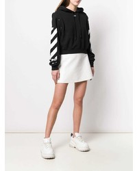 schwarzer und weißer bedruckter Pullover mit einer Kapuze von Off-White