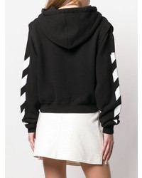 schwarzer und weißer bedruckter Pullover mit einer Kapuze von Off-White