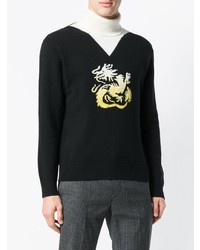 schwarzer und weißer bedruckter Rollkragenpullover von Kenzo