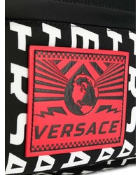 schwarzer und weißer bedruckter Rucksack von Versace