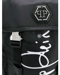 schwarzer und weißer bedruckter Rucksack von Philipp Plein