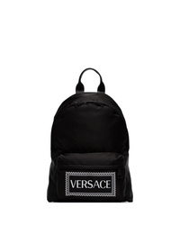schwarzer und weißer bedruckter Rucksack von Versace