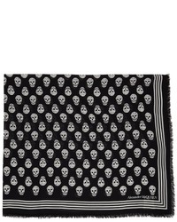 schwarzer und weißer bedruckter Schal von Alexander McQueen