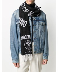 schwarzer und weißer bedruckter Schal von Moschino