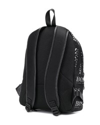 schwarzer und weißer bedruckter Segeltuch Rucksack von BOSS HUGO BOSS