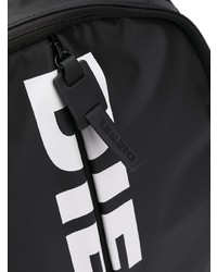 schwarzer und weißer bedruckter Segeltuch Rucksack von Diesel