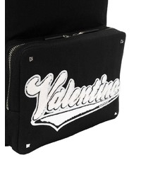 schwarzer und weißer bedruckter Segeltuch Rucksack von Valentino