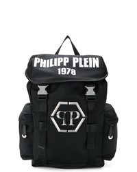 schwarzer und weißer bedruckter Segeltuch Rucksack von Philipp Plein