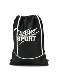 schwarzer und weißer bedruckter Segeltuch Rucksack von Plein Sport
