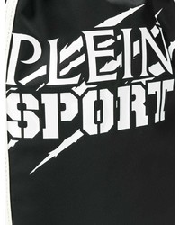 schwarzer und weißer bedruckter Segeltuch Rucksack von Plein Sport