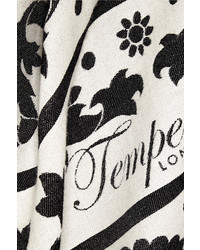 schwarzer und weißer bedruckter Seideschal von Temperley London