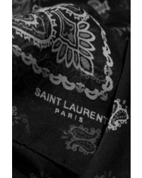schwarzer und weißer bedruckter Seideschal von Saint Laurent