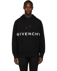 schwarzer und weißer bestickter Pullover mit einem Kapuze von Givenchy