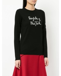 schwarzer und weißer bestickter Pullover mit einem Rundhalsausschnitt von Bella Freud