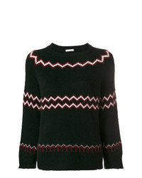 schwarzer und weißer Pullover mit einem Rundhalsausschnitt mit Chevron-Muster von Borgo Asolo