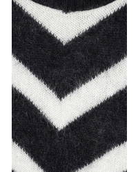 schwarzer und weißer Pullover mit einem Rundhalsausschnitt mit Chevron-Muster von Balmain