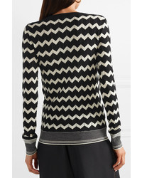 schwarzer und weißer Pullover mit einem Rundhalsausschnitt mit Chevron-Muster von Stella McCartney