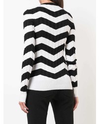 schwarzer und weißer Pullover mit einem Rundhalsausschnitt mit Chevron-Muster von Derek Lam