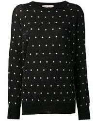schwarzer und weißer gepunkteter Pullover mit einem Rundhalsausschnitt