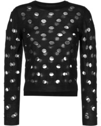 schwarzer und weißer gepunkteter Pullover mit einem Rundhalsausschnitt von Simone Rocha