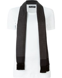 schwarzer und weißer gepunkteter Schal von Dolce & Gabbana