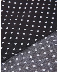 schwarzer und weißer gepunkteter Schal von Reclaimed Vintage