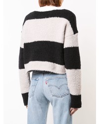 schwarzer und weißer horizontal gestreifter kurzer Pullover von Amiri