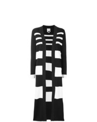 schwarzer und weißer horizontal gestreifter lange Strickjacke von Edward Achour Paris