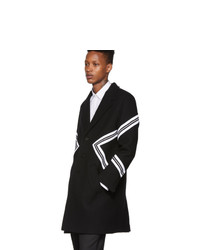 schwarzer und weißer horizontal gestreifter Mantel von Neil Barrett