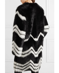 schwarzer und weißer horizontal gestreifter Pelz von Givenchy