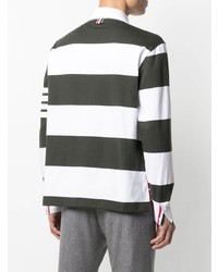 schwarzer und weißer horizontal gestreifter Polo Pullover von Thom Browne